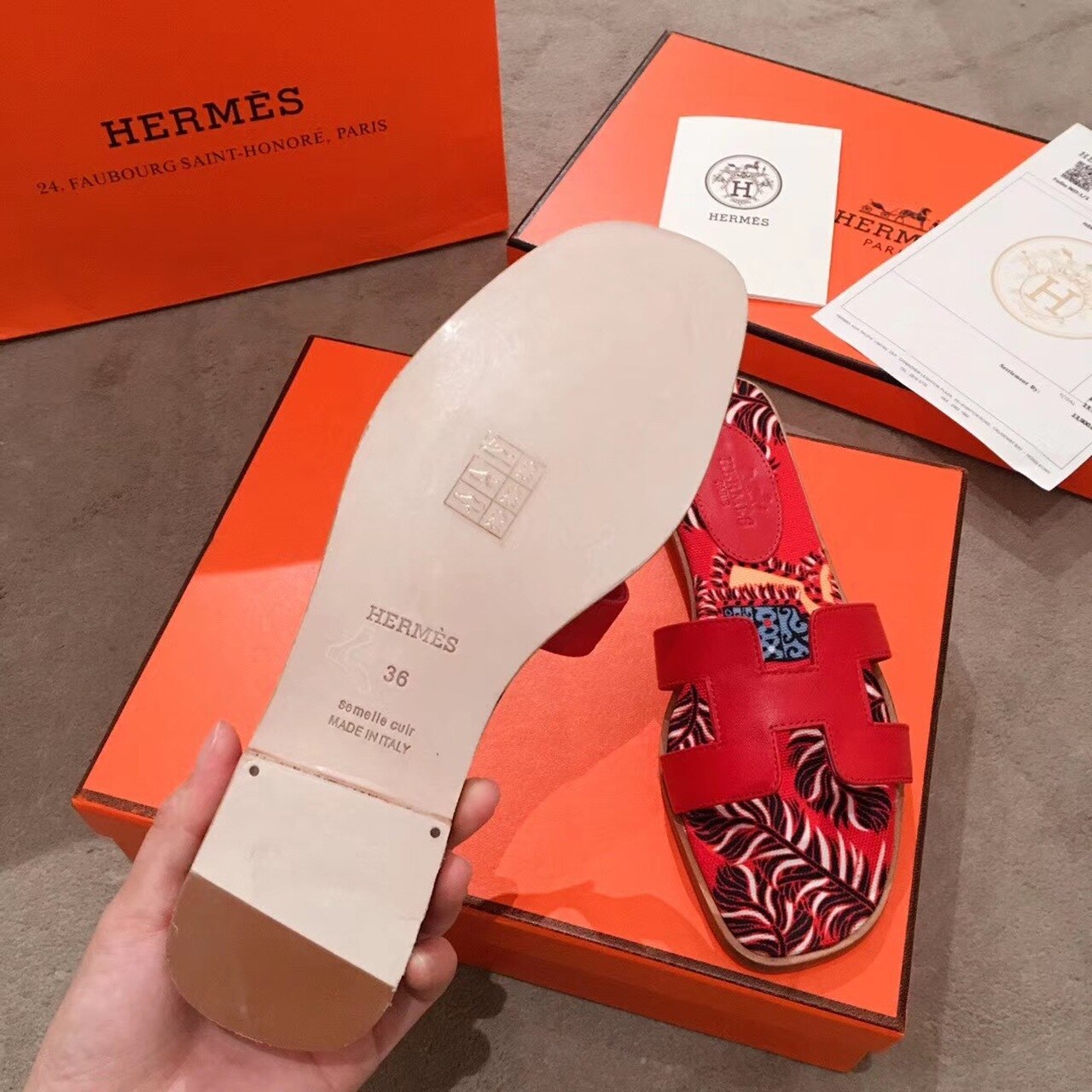HERMES SANDAL MULTICOLOR/RED ORAN