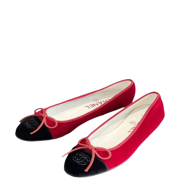 Chanel Red Ballet Flats