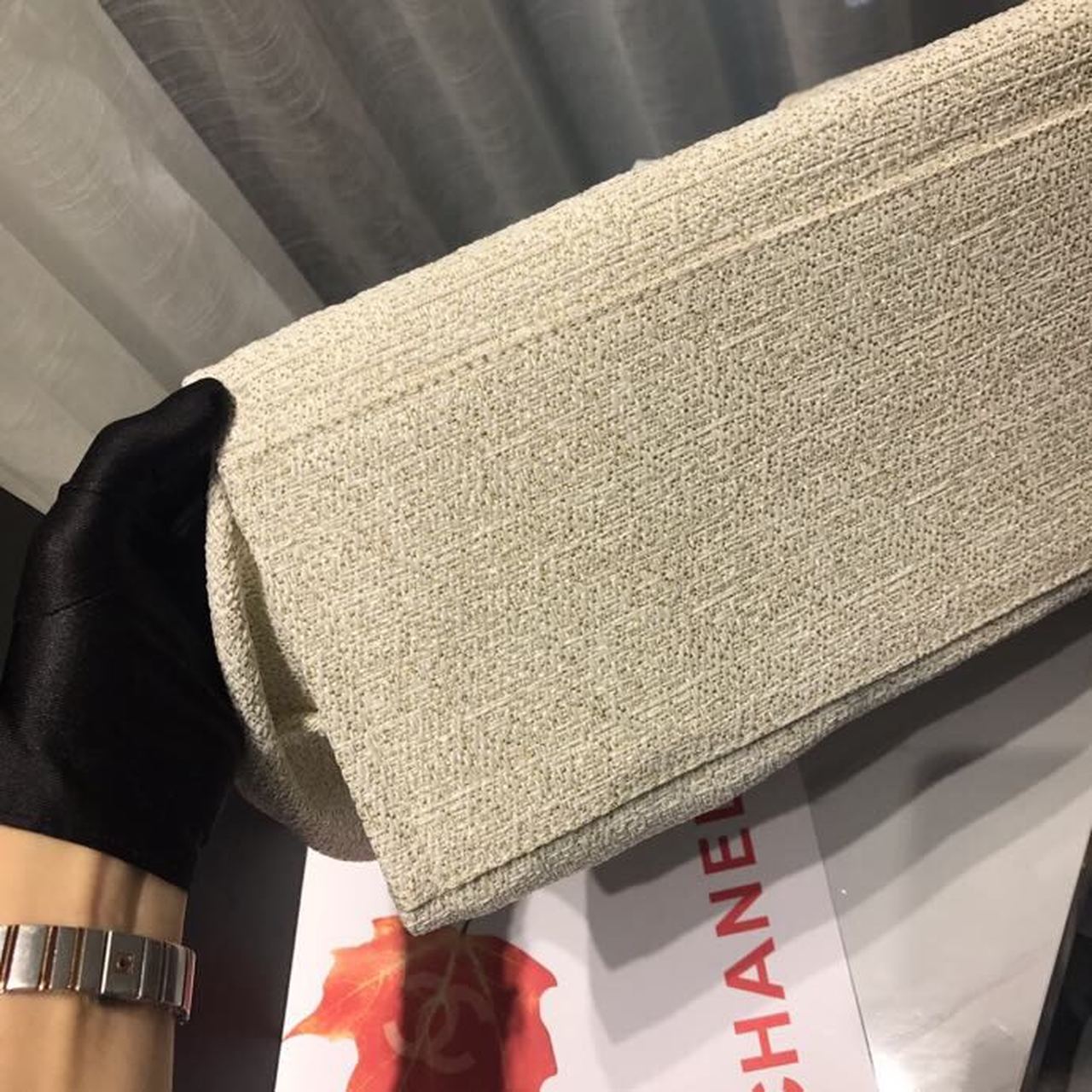 CHANEL BEIGE DEAUVILLE TOTE TWEED CANVAS BAG