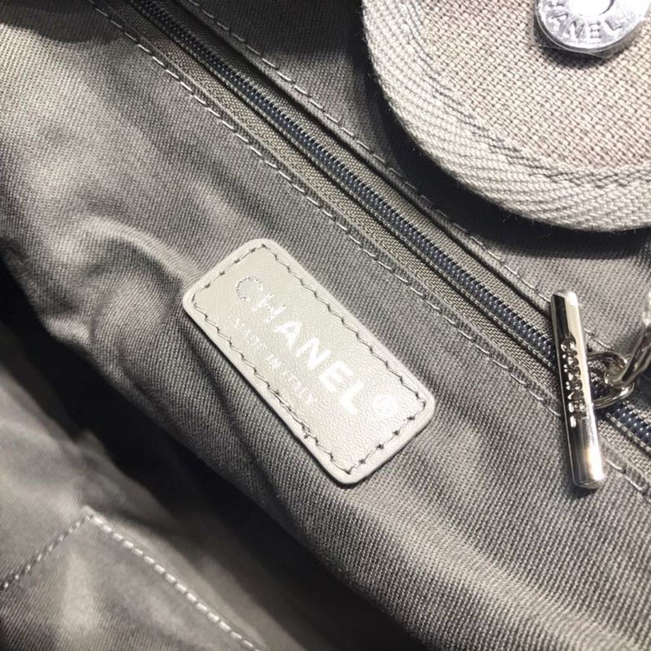 CHANEL GREY DEAUVILLE TOTE TWEED CANVAS BAG