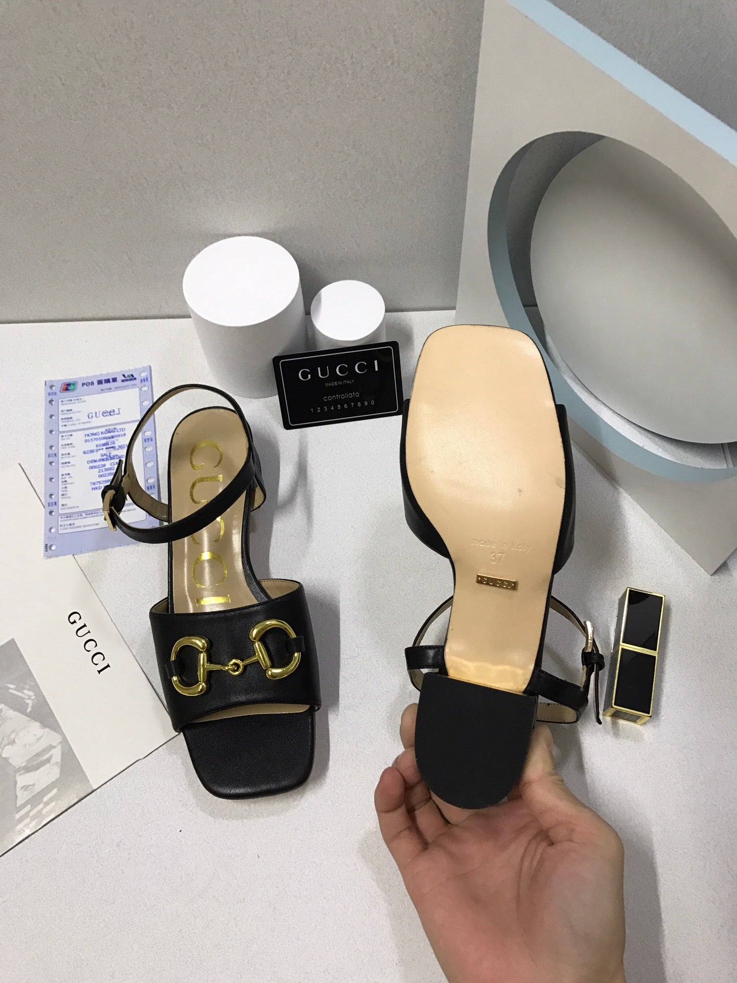 SANDAL GUCCI 655413 BKO00 1000 WOMEN’S SANDAL WITH HORSEBIT BLACK