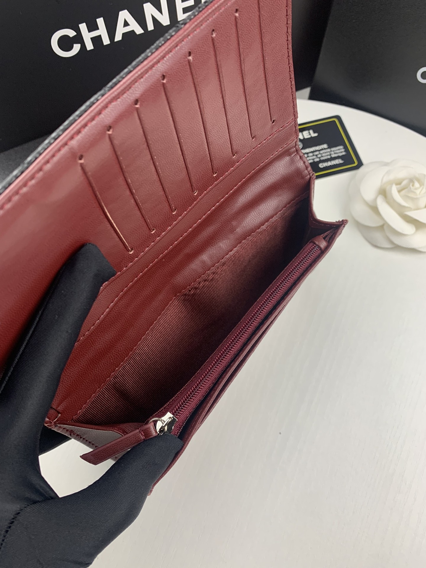 CHANEL BLACK CAVIAR LEATHER CLASSIC LONG FLAP WALLET 19.5CM