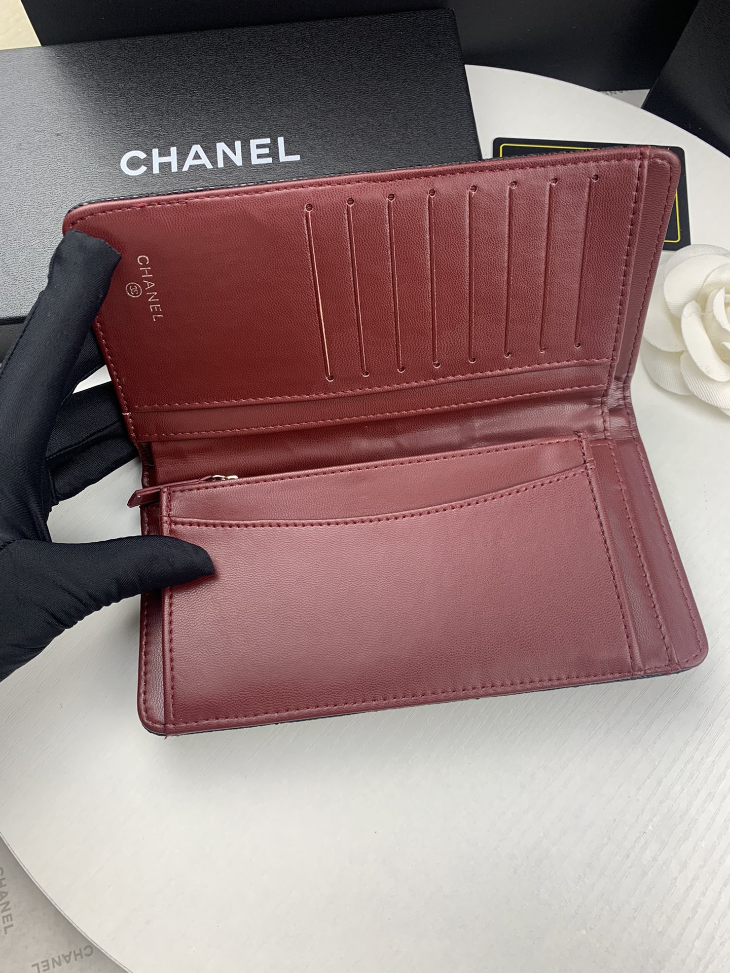 CHANEL BLACK CAVIAR LEATHER CLASSIC LONG FLAP WALLET 19.5CM