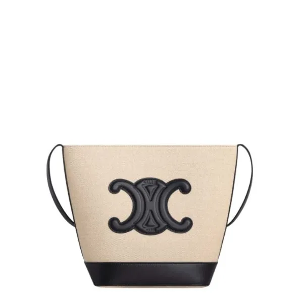 Celine Black Cuir Triomphe Bucket Bag