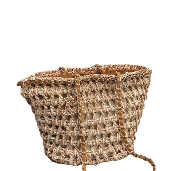 Chanel Beige Straw Shoulder Bags