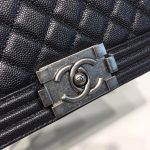 Chanel Boy Handbag Silver Hardware Black (9)