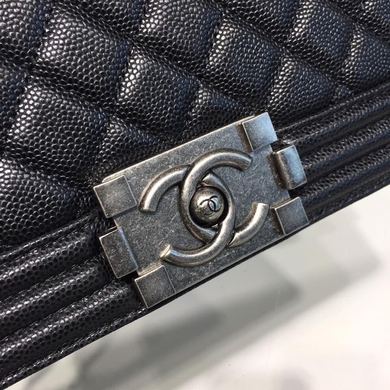 Chanel Boy Handbag Silver Hardware Black (1)