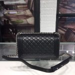 Chanel Boy Handbag Silver Hardware Black (9)