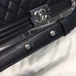 Chanel Boy Handbag Silver Hardware Black (9)