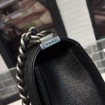 Chanel Boy Handbag Silver Hardware Black (9)