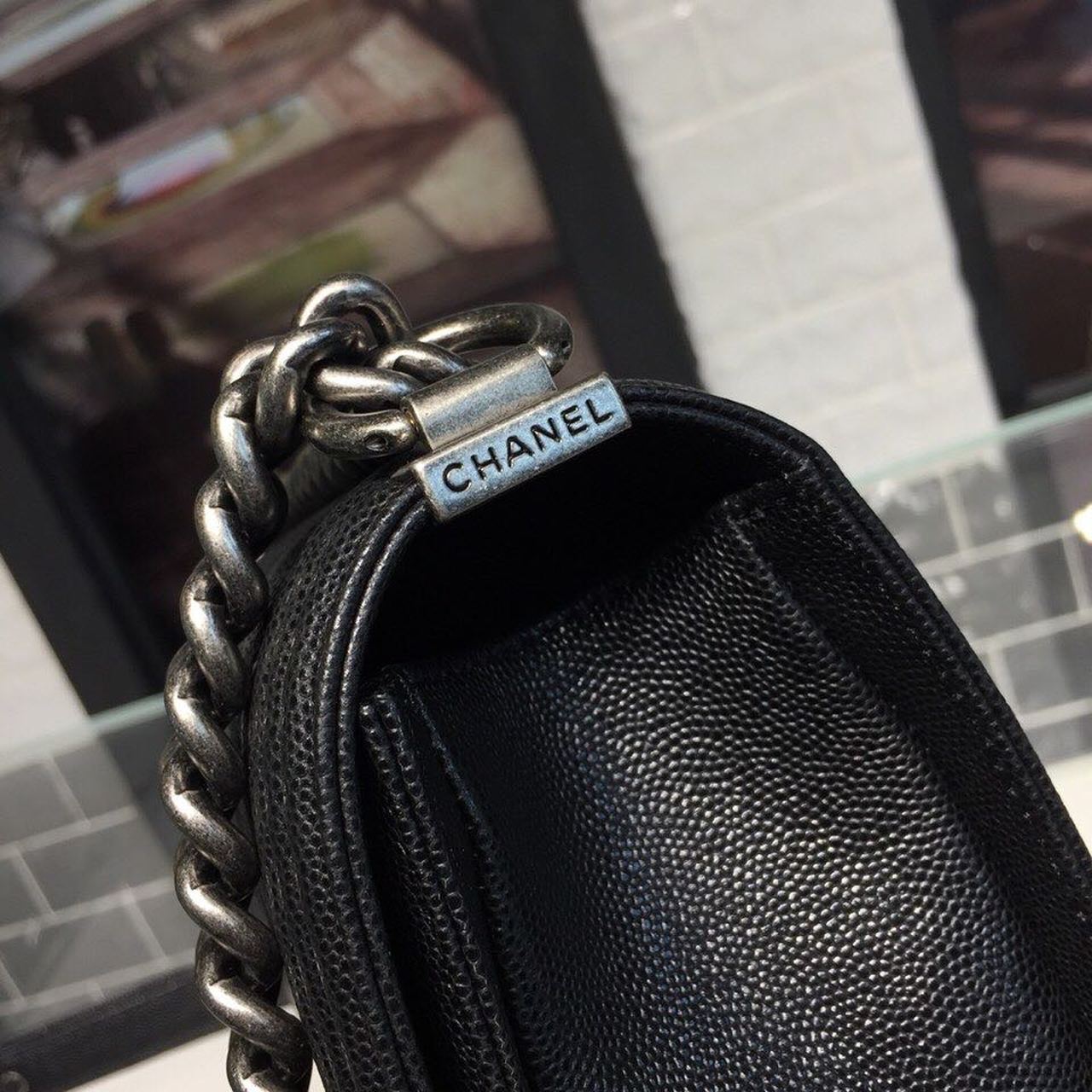 Chanel Boy Handbag Silver Hardware Black (3)