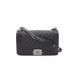 Chanel Boy Handbag Silver Hardware Black (9)