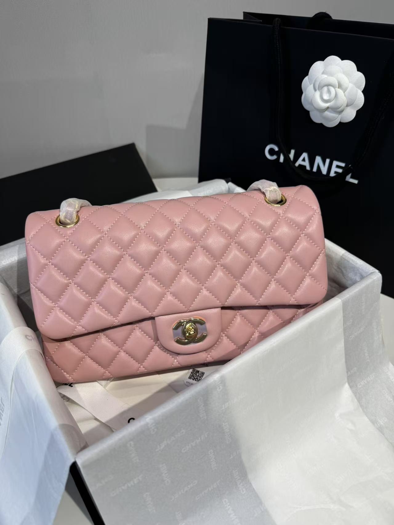 CHANEL CLASSIC 11.12 HANDBAG LIGHT PINK