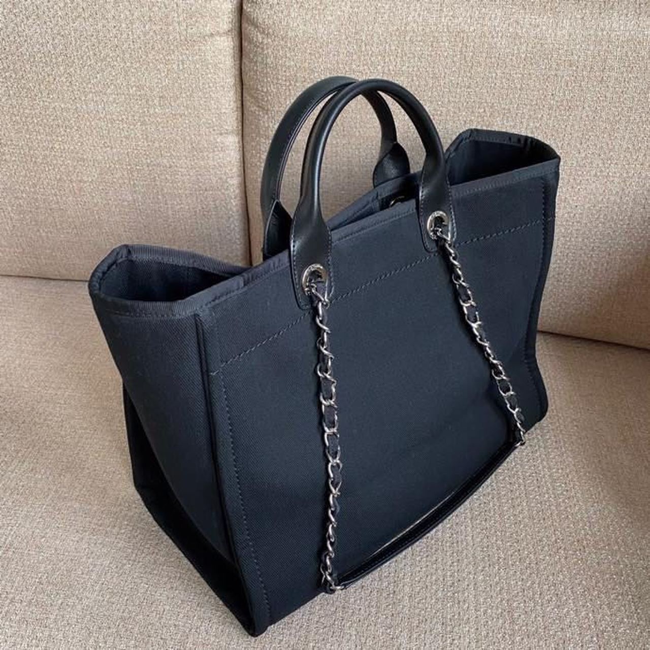 CHANEL LARGE BLACK PEARL DEAUVILLE TOTE BAG