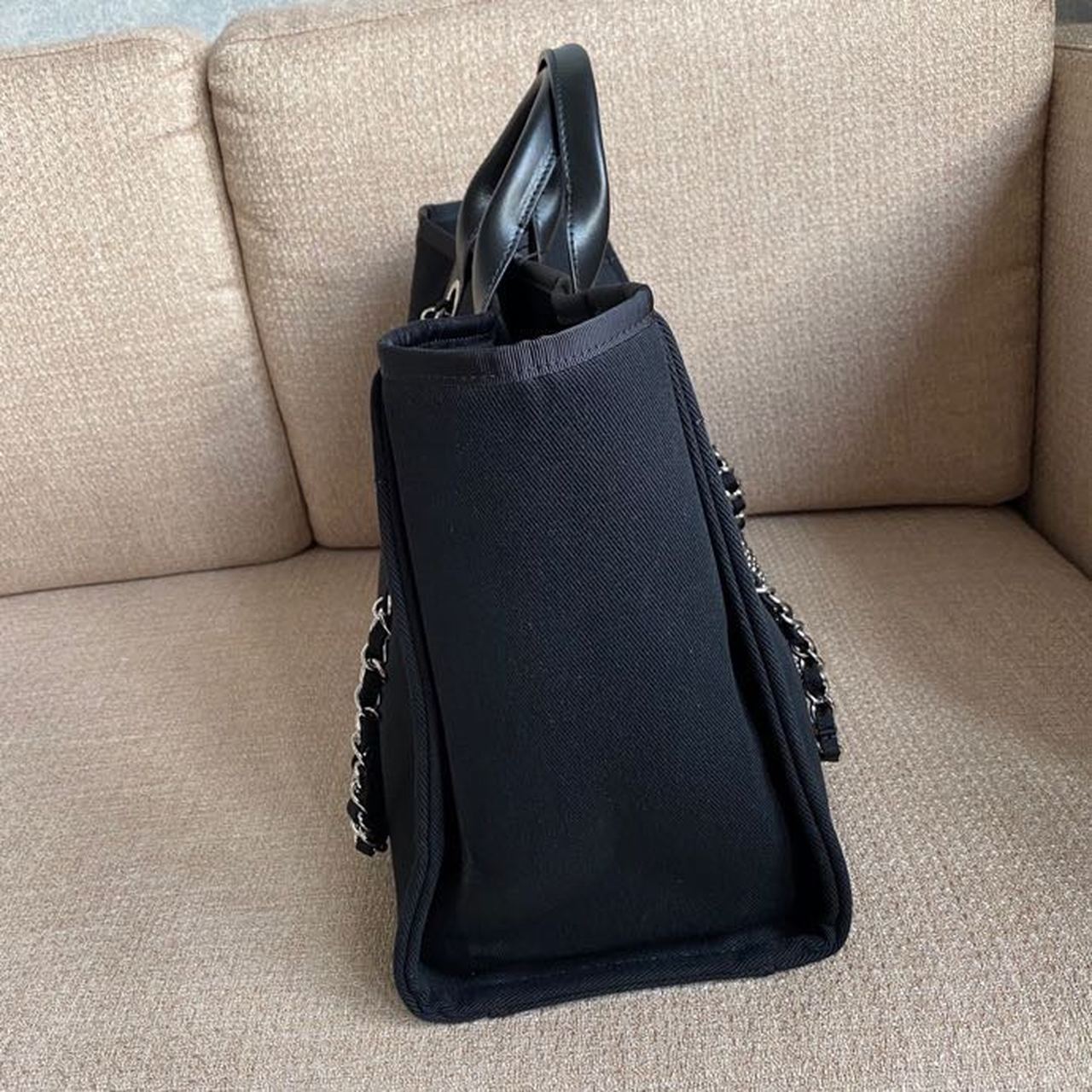 CHANEL LARGE BLACK PEARL DEAUVILLE TOTE BAG