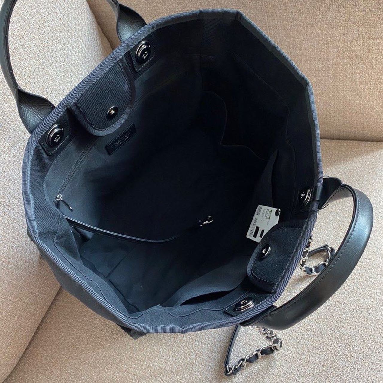 CHANEL LARGE BLACK PEARL DEAUVILLE TOTE BAG