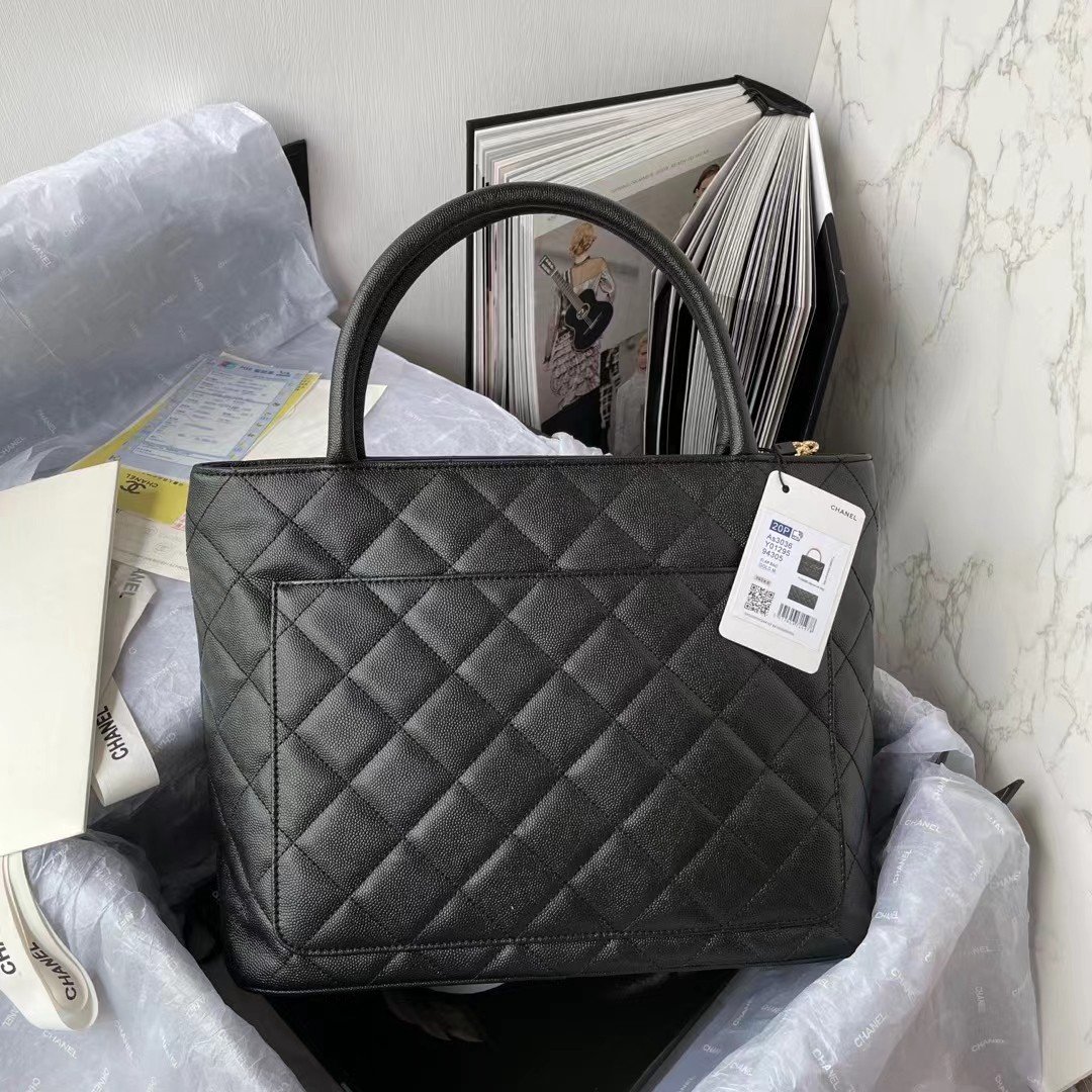 CHANEL SHOULDER BLACK BAG MEDALLION TOTE