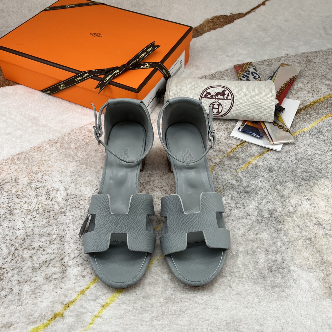 HERMES 50 JADE GREY ENCENS SANDAL
