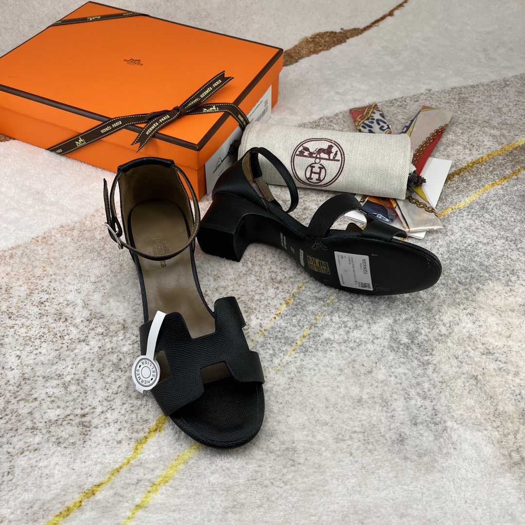 HERMES SANDAL ENCENS 50 BLACK