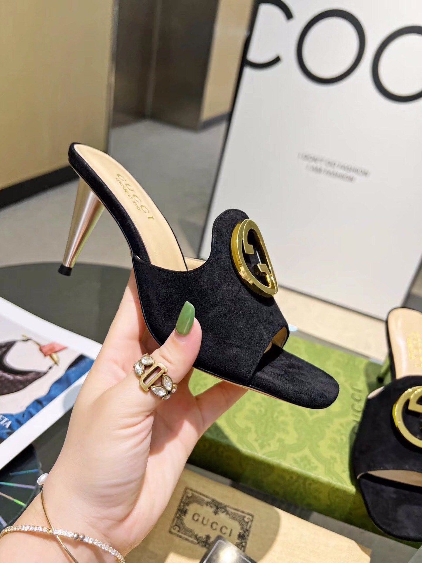 SANDAL GUCCI BLONDIE SLIDE SANDAL BLACK