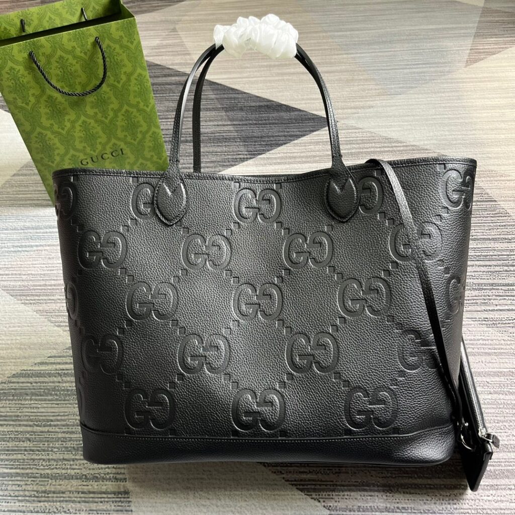 GUCCI BLACK JUMBO GG LARGE TOTE BAG