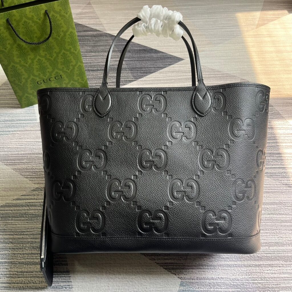 GUCCI BLACK JUMBO GG LARGE TOTE BAG