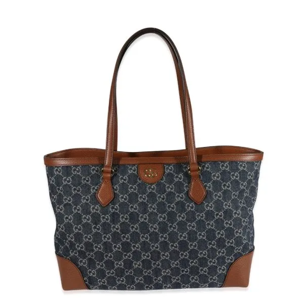 Gucci Dark Blue And Ivory Ophidia GG Medium Tote