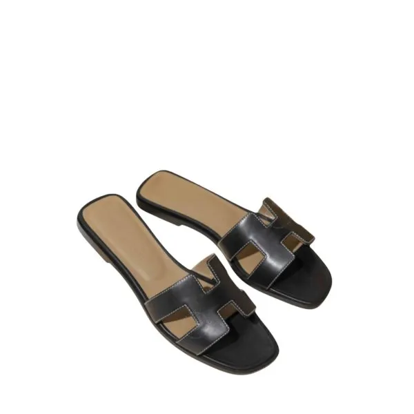 Hermes Black Oran Sandal