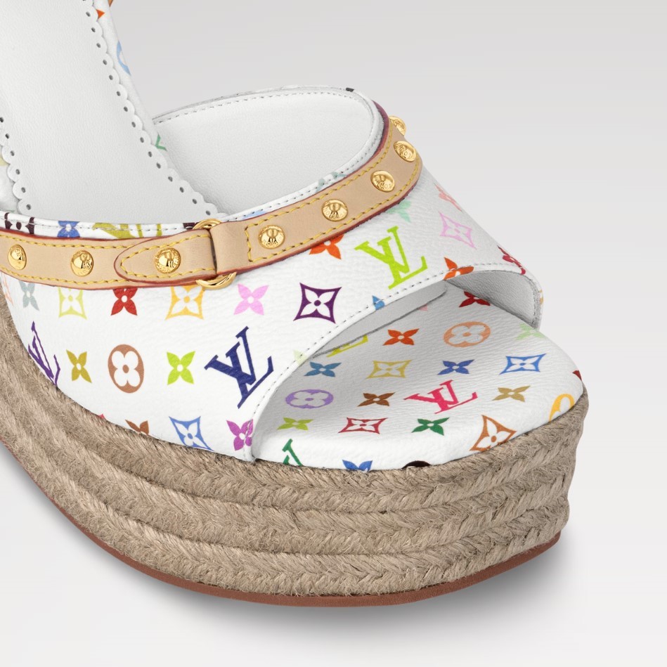 LOUIS VUITTON HELIOS WEDGE SANDAL WHITE LV X TM