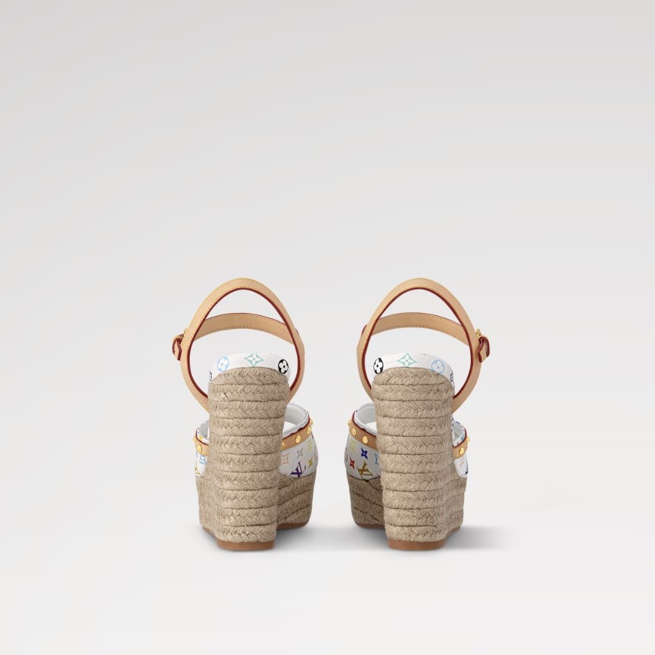 LOUIS VUITTON HELIOS WEDGE SANDAL WHITE LV X TM