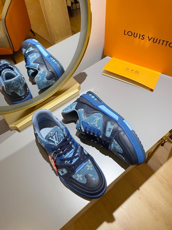 Louis Vuitton Trainer Sneaker Monogram Denim Blue NigoVirgil Abloh For Men
