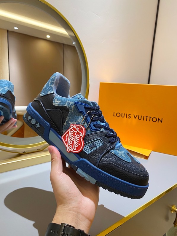 Louis Vuitton Trainer Sneaker Monogram Denim Blue NigoVirgil Abloh For Men
