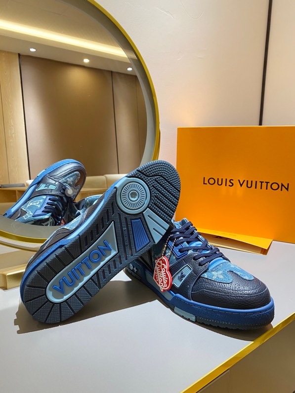 Louis Vuitton Trainer Sneaker Monogram Denim Blue NigoVirgil Abloh For Men