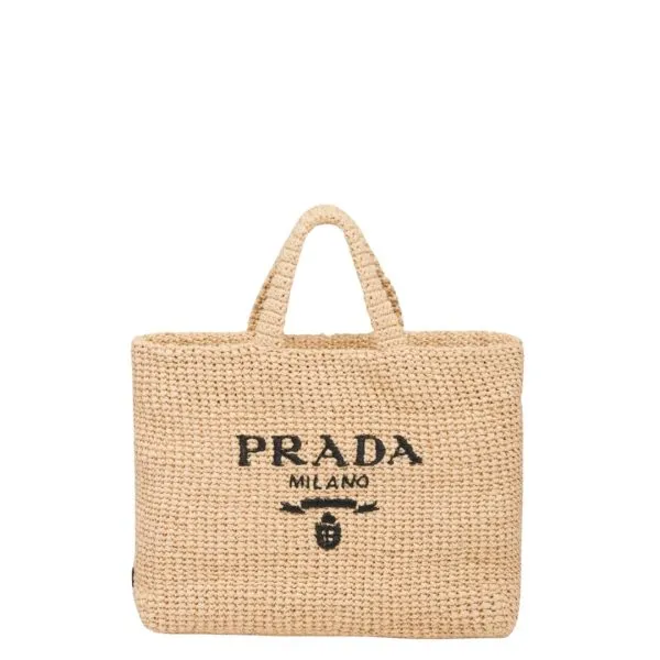 Prada Beige Crochet Tote Bag