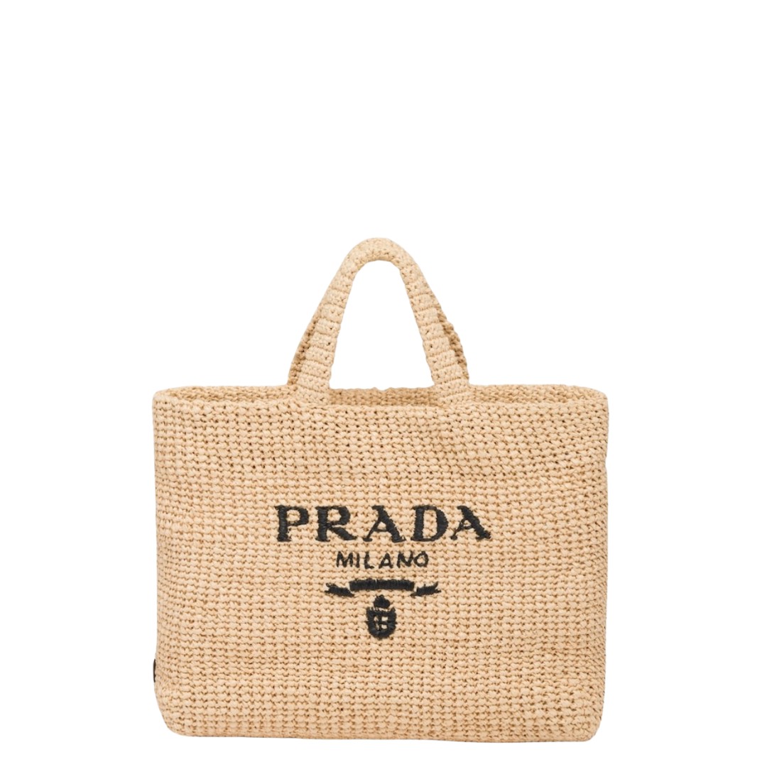 PRADA BEIGE CROCHET TOTE BAG