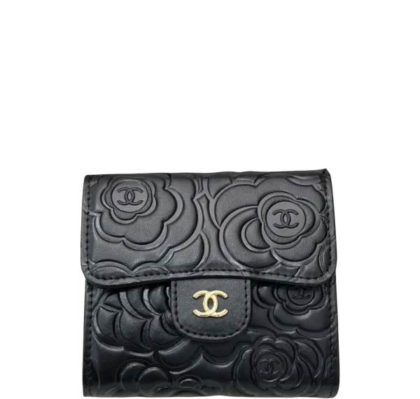 Chanel Small Floral Wallet Black 11.5cm