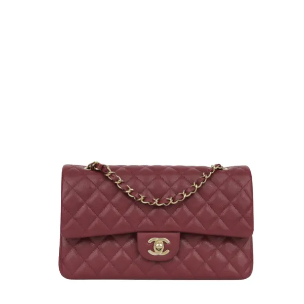 Chanel Classic Handbag Gold Toned Hardware Burgundy