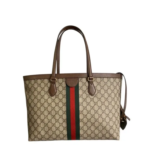Gucci Beige Ebony Ophidia GG Medium Tote Bag