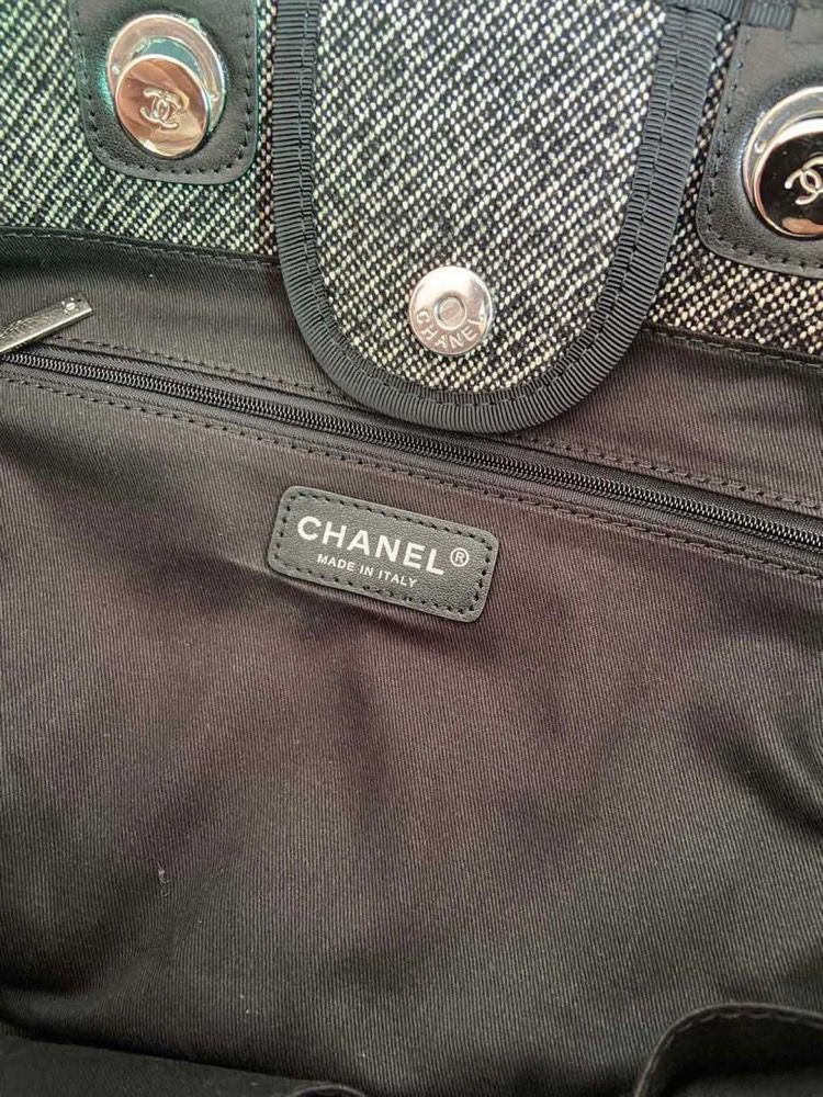 CHANEL GREY LARGE SHOPPING TOTE BAG