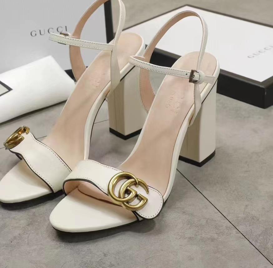 SANDAL GUCCI DOUBLE G WHITE LEATHER SANDAL EEEEEEE453378 A3N00 9022