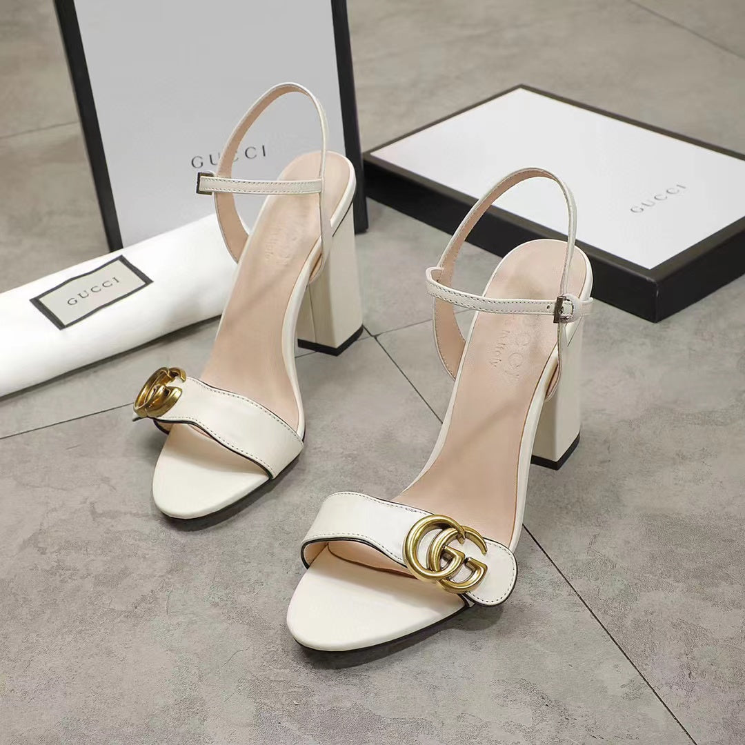 SANDAL GUCCI DOUBLE G WHITE LEATHER SANDAL EEEEEEE453378 A3N00 9022