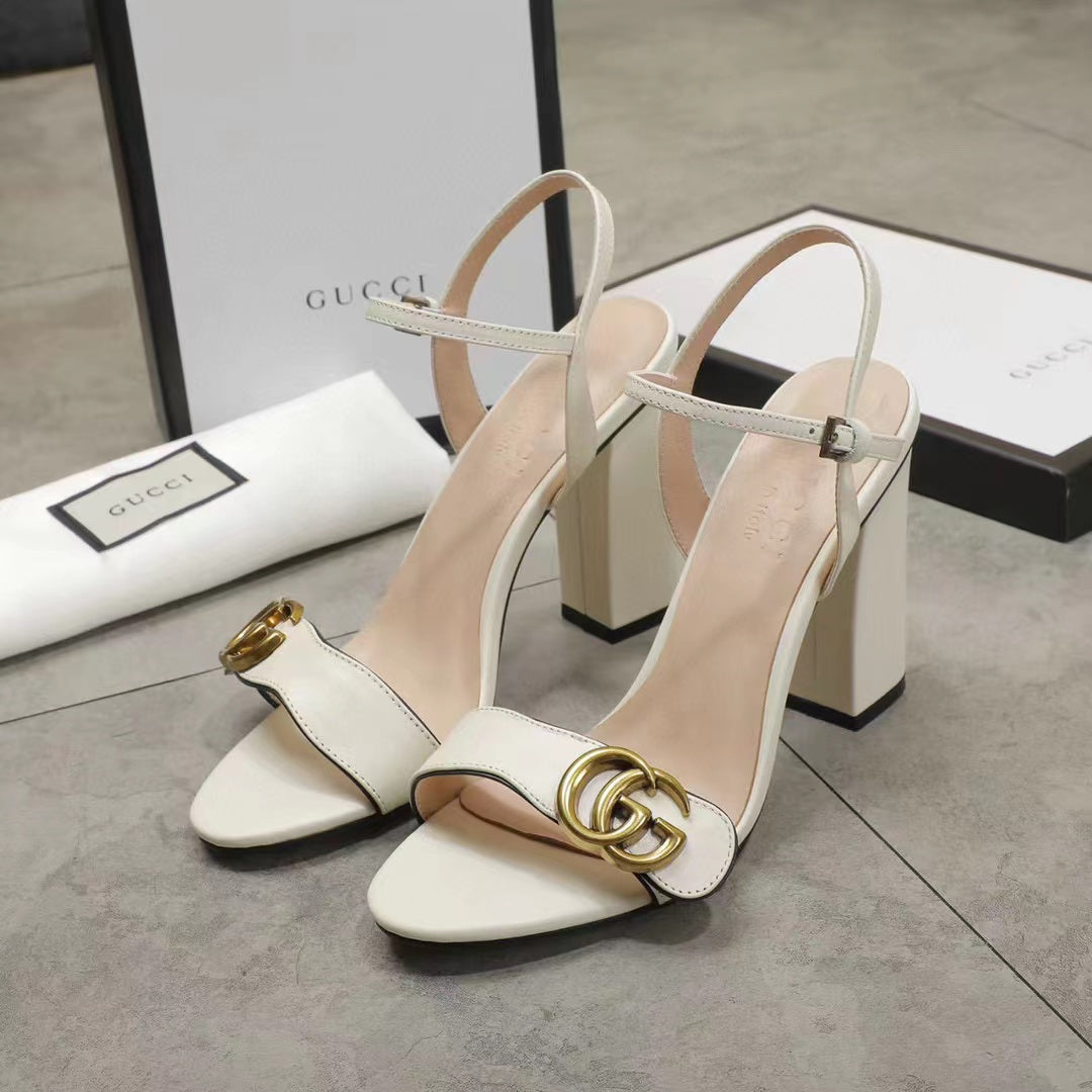 SANDAL GUCCI DOUBLE G WHITE LEATHER SANDAL EEEEEEE453378 A3N00 9022