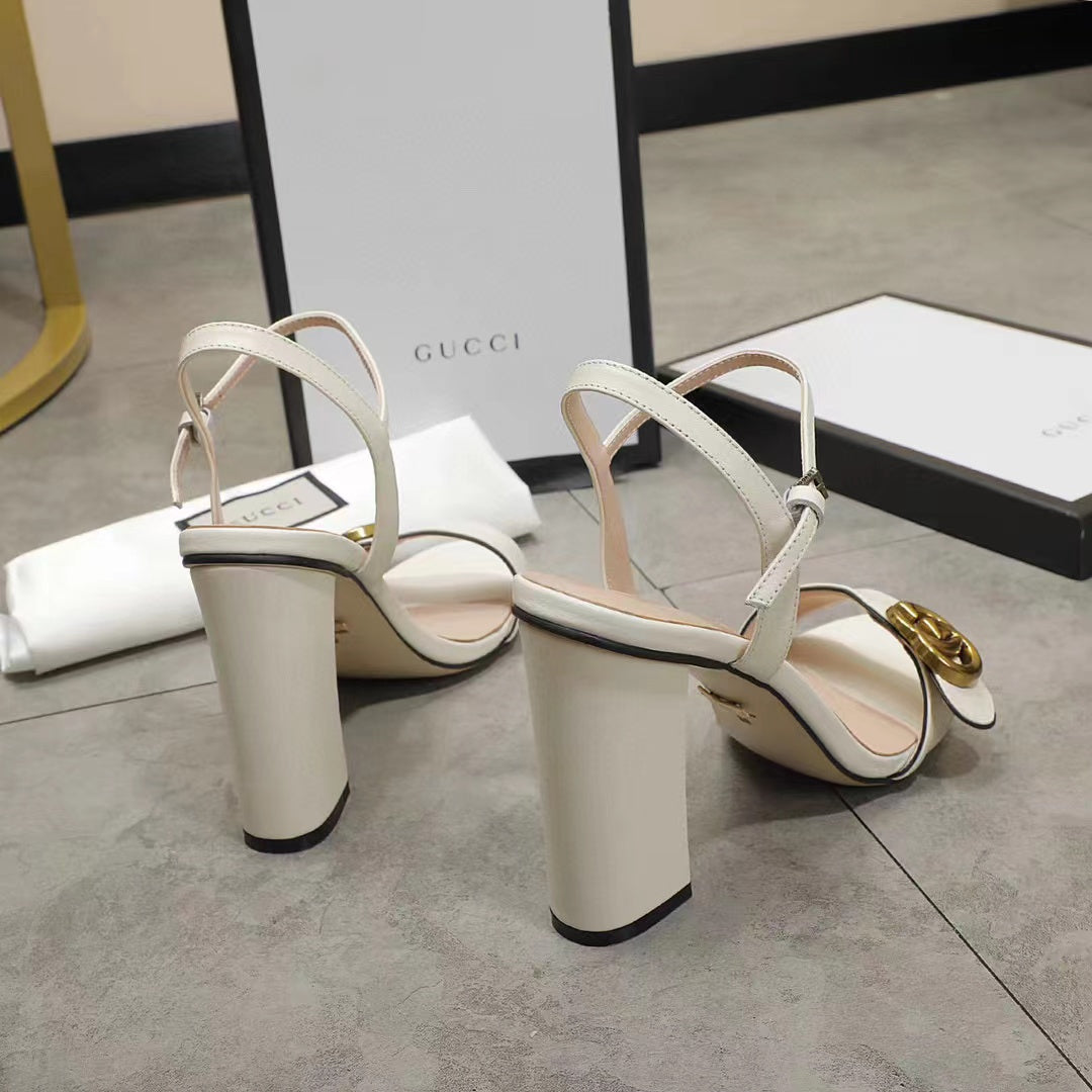 SANDAL GUCCI DOUBLE G WHITE LEATHER SANDAL EEEEEEE453378 A3N00 9022