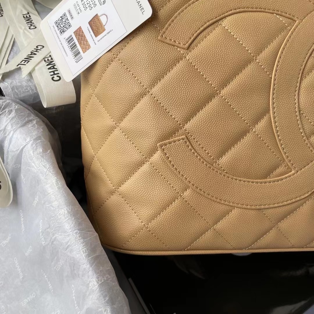 CHANEL BEIGE MEDALLION TOTE SHOULDER BAG