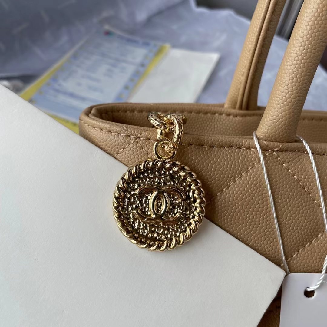 CHANEL BEIGE MEDALLION TOTE SHOULDER BAG
