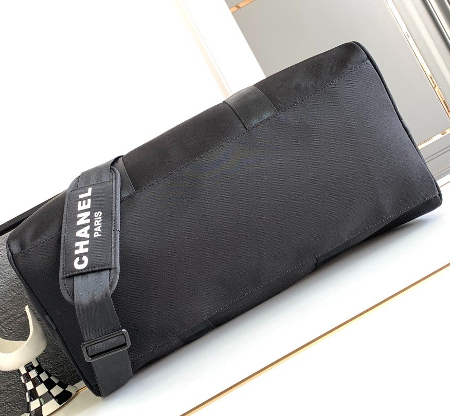 CHANEL BLACK CC LOGO NOVELTY BOSTON TRAVEL BAG