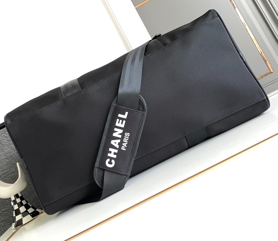 CHANEL BLACK NOVELTY BOSTON TRAVEL BAG