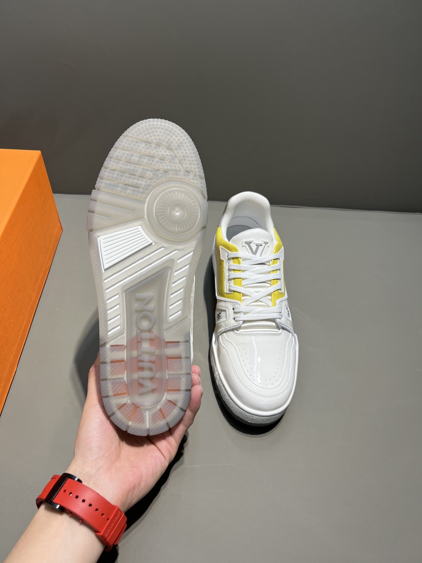 Louis Vuitton Trainer Sneaker WhiteYellow Virgil Abloh