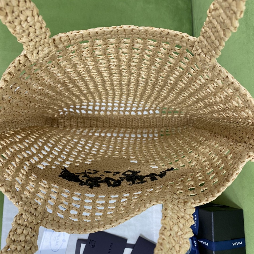 PRADA BEIGE RAFFIA TOTE