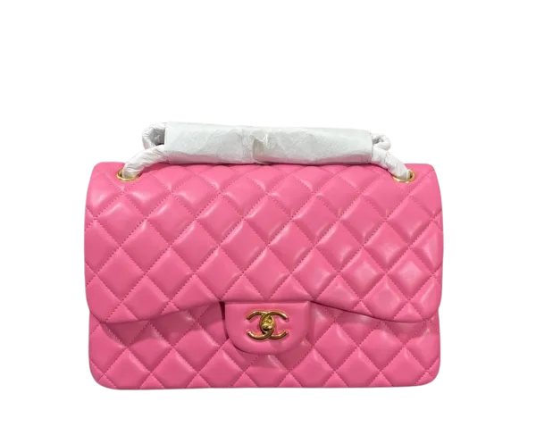 Chanel Large Classic Handbag Gold Hardware Pink 30cm/11.8in